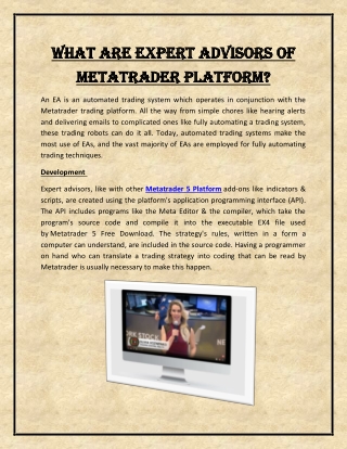 What are Expert Advisors of Metatrader Platform