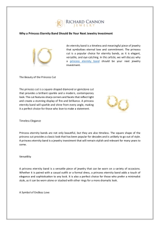 Why a Princess Eternity Band Should Be Your Next Jewelry Investment