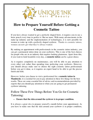 How to Prepare Yourself Before Getting a Cosmetic Tattoo