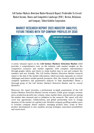 Cell Surface Markers Detection Market Research Report