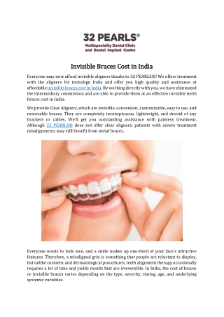 Invisible Braces Cost in India