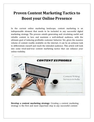 Proven content marketing Tactics to Boost your Online Presence