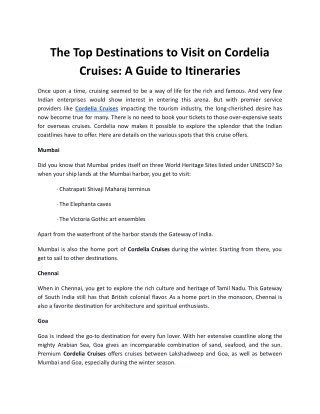 The Top Destinations to Visit on Cordelia Cruises_ A Guide to Itineraries