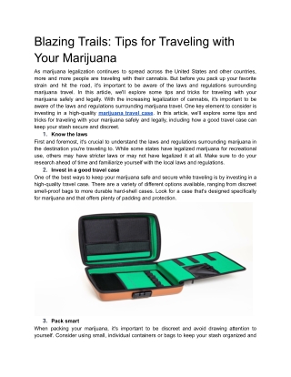 Blazing Trails_ Tips for Traveling with Your Marijuana