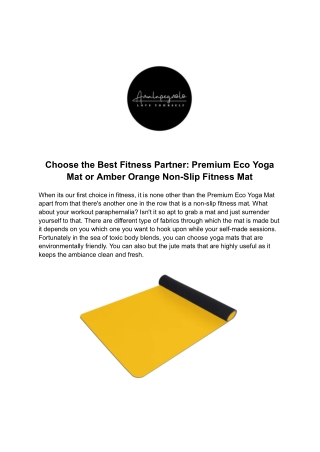 Choose the Best Fitness Partner: Premium Eco Yoga Mat or Amber Orange Non-Slip F