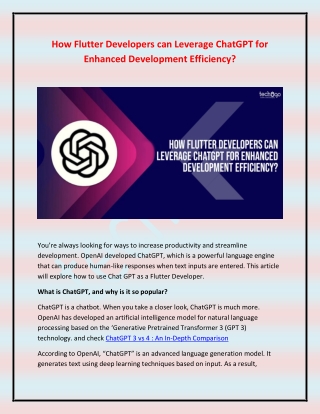 How Flutter Developers can Leverage ChatGPT for Enhanced Development Efficiency