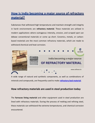 How is India becoming a major source of refractory material?