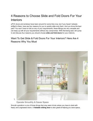4 Reasons to Choose Slide and Fold Doors For Your Interiors
