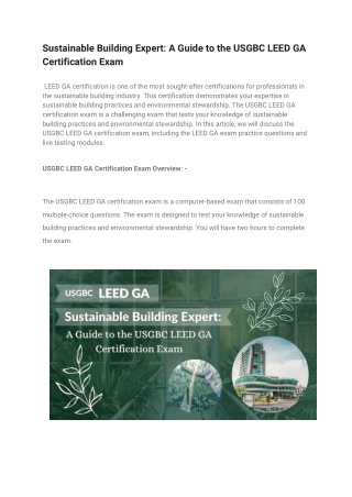 Sustainable Building Expert_ A Guide to the USGBC LEED GA Certification Exam