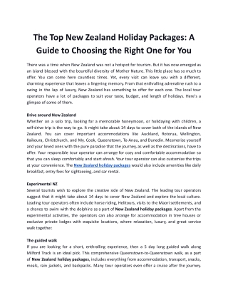 The Top New Zealand Holiday Packages_ A Guide to Choosing the Right One for You