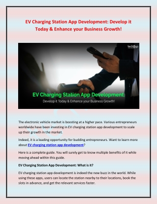 EV Charging Station App Development - Develop it Today & Enhance your Business Growth