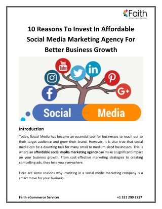 10 Reasons To Invest In Affordable Social Media Marketing Agency For Better Business Growth