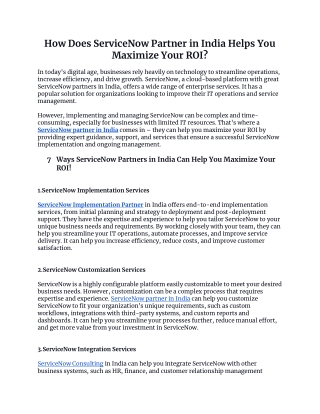 How Does ServiceNow Partner in India Helps You Maximize Your ROI