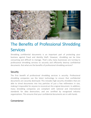 The Benefits of Professional Shredding Services - Shred-on-Site