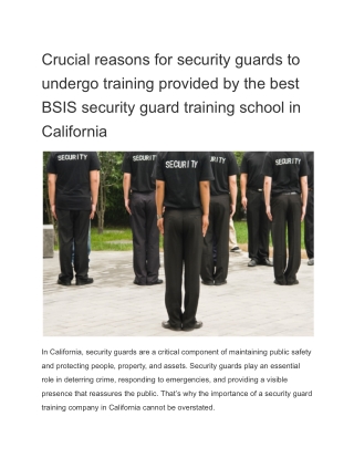 Crucial reasons for security guards to undergo training provided by the best BSIS security guard training school in Cali