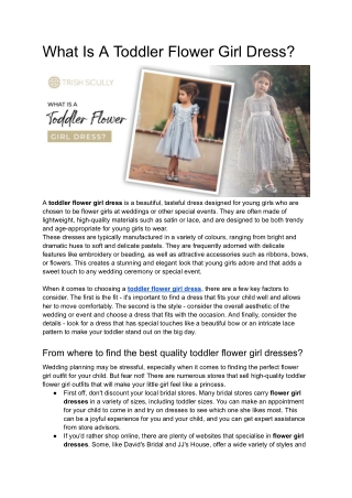 What Is A Toddler Flower Girl Dress