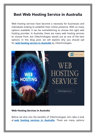 Best Web Hosting Service in Australia