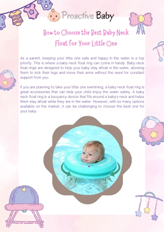 How to Choose the Best Baby Neck Float for Your Little One