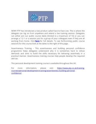 Assertiveness & Building Personal Confidence Training Course - PTP