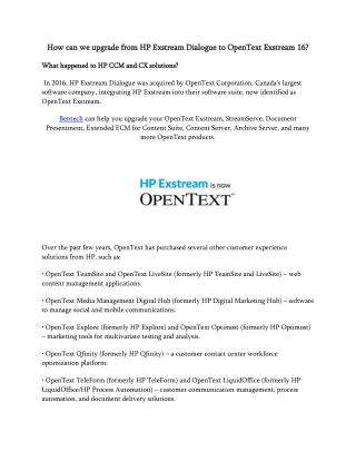 How can we upgrade from HP Exstream Dialogue to OpenText Exstream 16