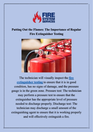 Putting Out the Flames: The Importance of Regular Fire Extinguisher Testing