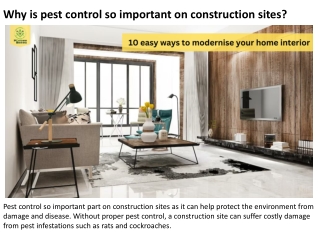 Why is pest control so important on construction sites?