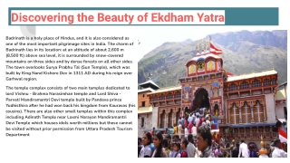 Ekdham yatra by helicopter