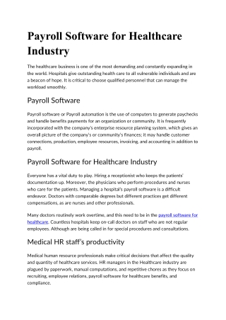 Payroll Software for Healthcare Industry