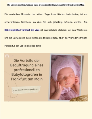 Die Vorteile der Beauftragung eines professionellen Babyfotografen in Frankfurt