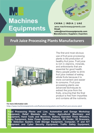 Fruit Juice Processing Plants Manufacturers