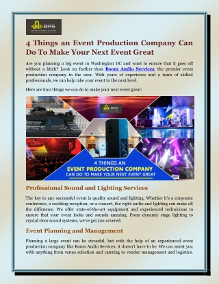 4 Things an Event Production Company Can Do To Make Your Next Event Great