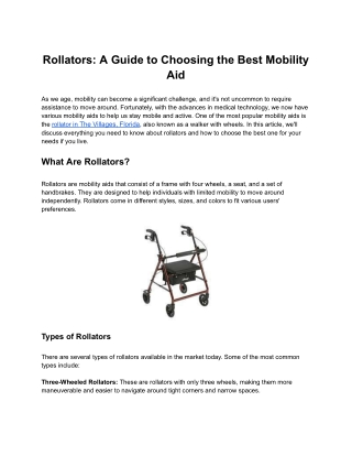 Rollators: A Guide to Choosing the Best Mobility Aid