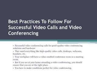 Best Practices To Follow For Successful Video Calls and Video Conferencing