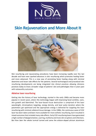 Skin Rejuvenation and More About It