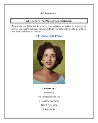 Why Restore Old Photos  Rememorie.com