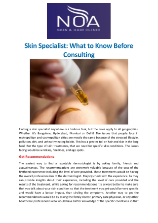 Skin Specialist: What to Know Before Consulting