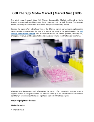 Cell Therapy Media Market | Market Size | 2035