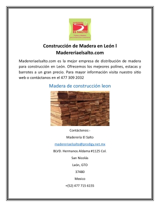 Construcción de Madera en León  Madereriaelsalto.com