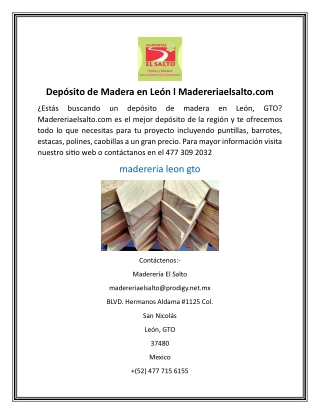 Depósito de Madera en León l Madereriaelsalto.com