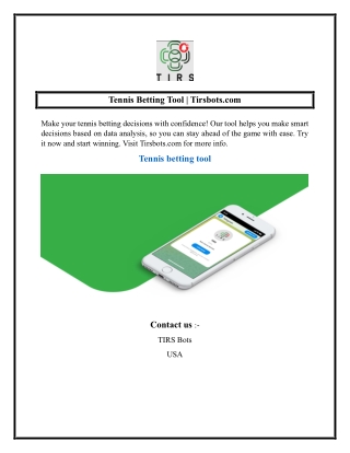 Tennis Betting Tool  Tirsbots.com