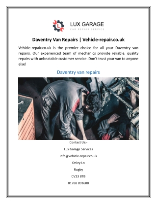 Daventry Van Repairs  Vehicle-repair.co.uk
