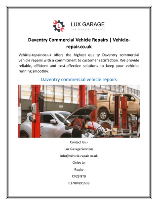 Daventry Commercial Vehicle Repairs Vehicle-repair.co.uk