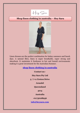 Shop linen clothing in australia – Hey Sara