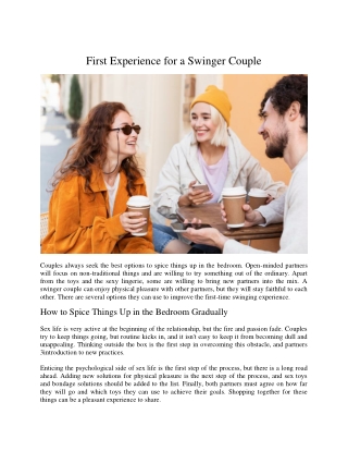 First Experience for a Swinger Couple