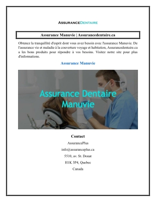 Assurance Manuvie  Assurancedentaire.ca