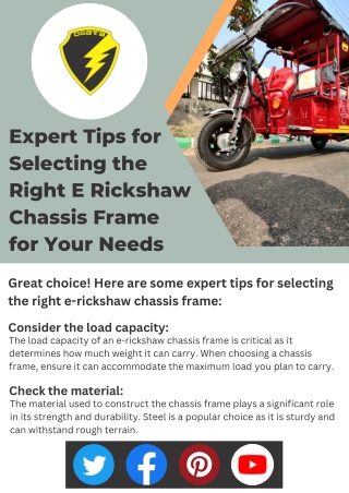 How to Choose the Right E Rickshaw Chassis Frame for You