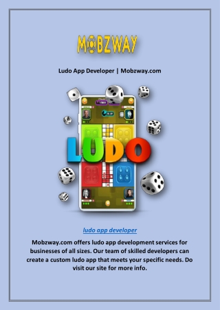 Ludo App Developer | Mobzway.com