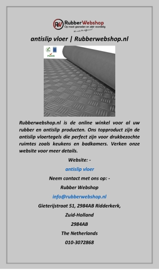antislip vloer  Rubberwebshop.nl