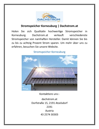Stromspeicher Korneuburg Dachstrom.at