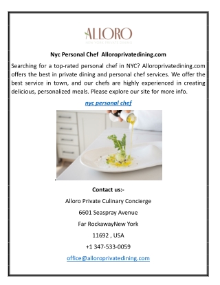 Nyc Personal Chef  Alloroprivatedining.com